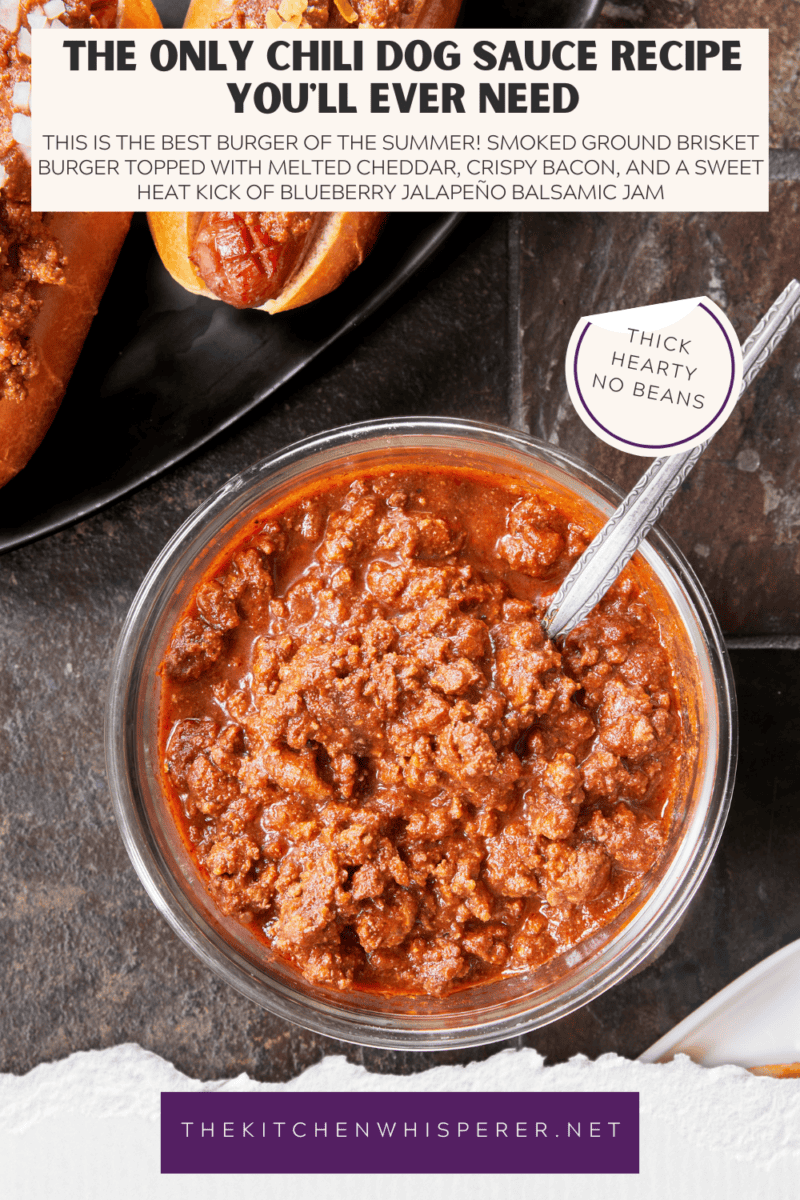 This Homemade Chili Dog Sauce is thick, savory, and the only recipe you’ll ever need. It’s a bean-free, pantry-staple meat sauce that stays on the dog and tastes like it simmered all day. Perfect for your next backyard BBQ, game day nachos, or loaded fries! One bite and you'll never go back to store-bought. #ChiliDog #SummerGrilling #ChiliDogSauce #EasyRecipes