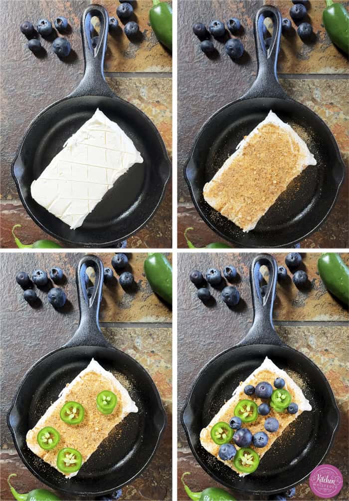 Looking for a killer appetizer? Try this Smoked Cream Cheese with Blueberry and Jalapeno Jam! A block of cream cheese gets a rich, wood-fired smoky flavor, then gets topped with a sweet-heat berry jam. It takes under 10 minutes of hands-on prep, and I'll show you how to make it in a smoker, grill, or kitchen oven. It is the perfect dip for party crackers, a spread for bagels, or a burger topper! #SmokedCreamCheese #SmokerRecipes #EasyAppetizers