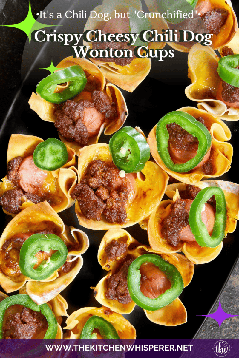 Looking for the best game day appetizer? These Crispy Chili Dog Wonton Cups are a total crowd-pleaser! 🌭🧀 Made with simple ingredients like bean-free chili, chopped hot dogs, and plenty of melted cheese, they are the perfect crunchy, bite-sized snack for your next cookout or movie night. A great way to use up leftover hot dogs in just 20 minutes! #ChiliDogWontonCups #GameDayEats #EasyAppetizers #WontonRecipes