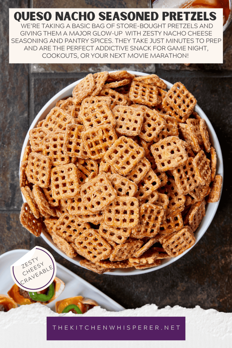 We’re taking a basic bag of store-bought pretzels and giving them a major glow-up with zesty nacho cheese seasoning and pantry spices. They take just minutes to prep and are the perfect addictive snack for game night, cookouts, or your next movie marathon! #GameDaySnacks #SeasonedPretzels #EasyAppetizers