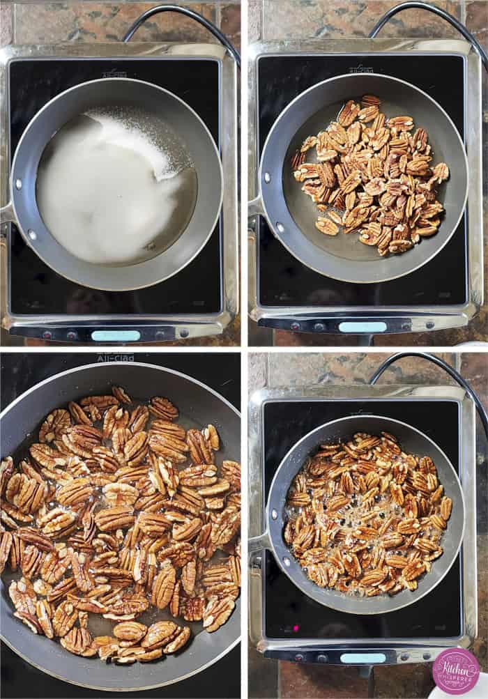 Give your pecans a major glow up! These 3-ingredient stovetop candied pecans take just 10 minutes in a single skillet—no oven required. They are the perfect crunchy, caramelized addition to elevate your salads, holiday snacks, or dessert toppings. Once you try this quick skillet method, you'll never go back to store-bought! #candiedpecans #easyrecipes #stovetoprecipes