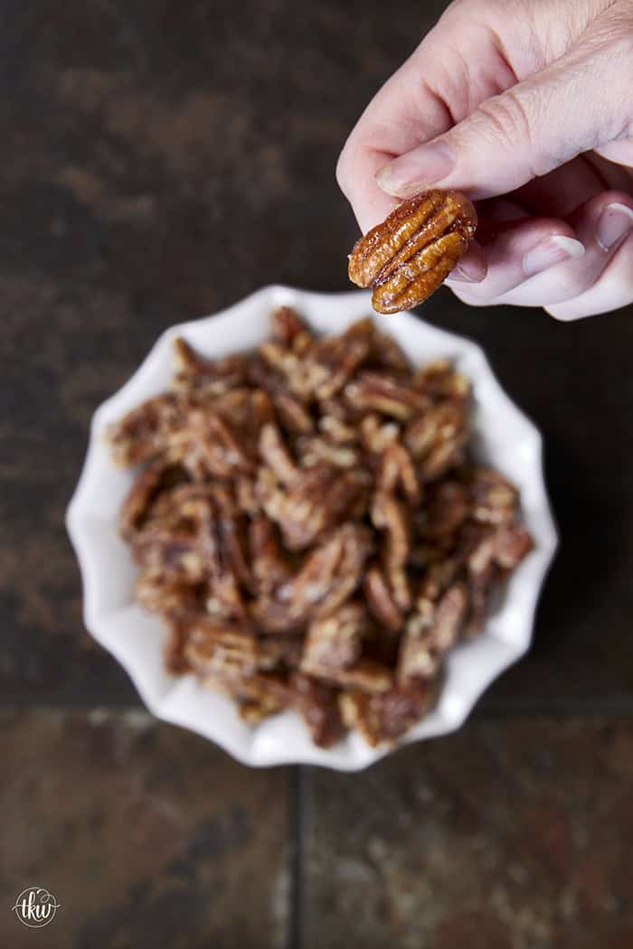 Give your pecans a major glow up! These 3-ingredient stovetop candied pecans take just 10 minutes in a single skillet—no oven required. They are the perfect crunchy, caramelized addition to elevate your salads, holiday snacks, or dessert toppings. Once you try this quick skillet method, you'll never go back to store-bought! #candiedpecans #easyrecipes #stovetoprecipes