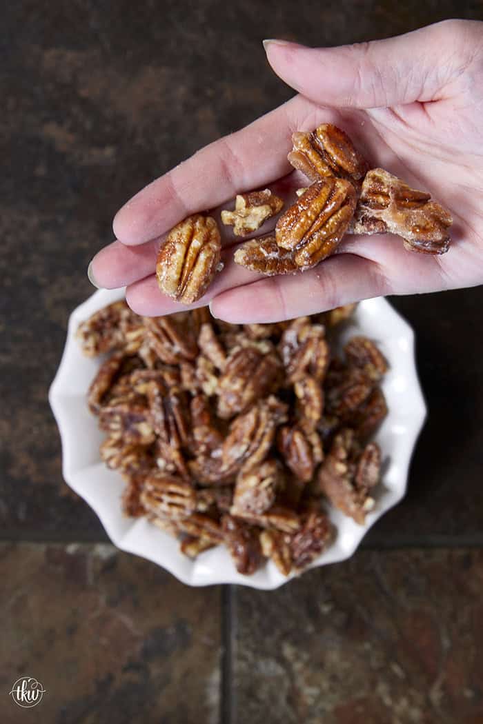 Give your pecans a major glow up! These 3-ingredient stovetop candied pecans take just 10 minutes in a single skillet—no oven required. They are the perfect crunchy, caramelized addition to elevate your salads, holiday snacks, or dessert toppings. Once you try this quick skillet method, you'll never go back to store-bought! #candiedpecans #easyrecipes #stovetoprecipes