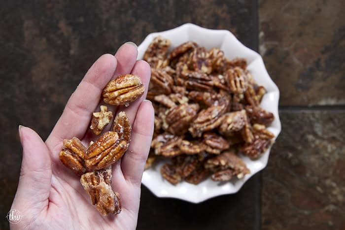 Give your pecans a major glow up! These 3-ingredient stovetop candied pecans take just 10 minutes in a single skillet—no oven required. They are the perfect crunchy, caramelized addition to elevate your salads, holiday snacks, or dessert toppings. Once you try this quick skillet method, you'll never go back to store-bought! #candiedpecans #easyrecipes #stovetoprecipes