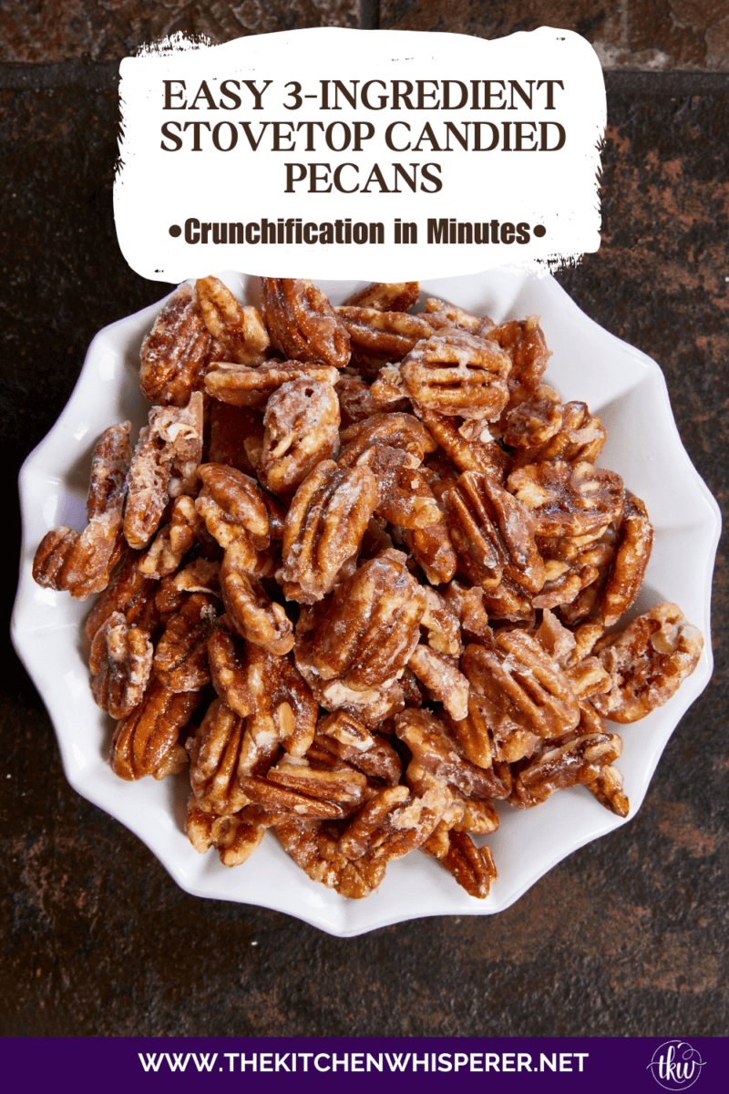 Give your pecans a major glow up! These 3-ingredient stovetop candied pecans take just 10 minutes in a single skillet—no oven required. They are the perfect crunchy, caramelized addition to elevate your salads, holiday snacks, or dessert toppings. Once you try this quick skillet method, you'll never go back to store-bought! #candiedpecans #easyrecipes #stovetoprecipes