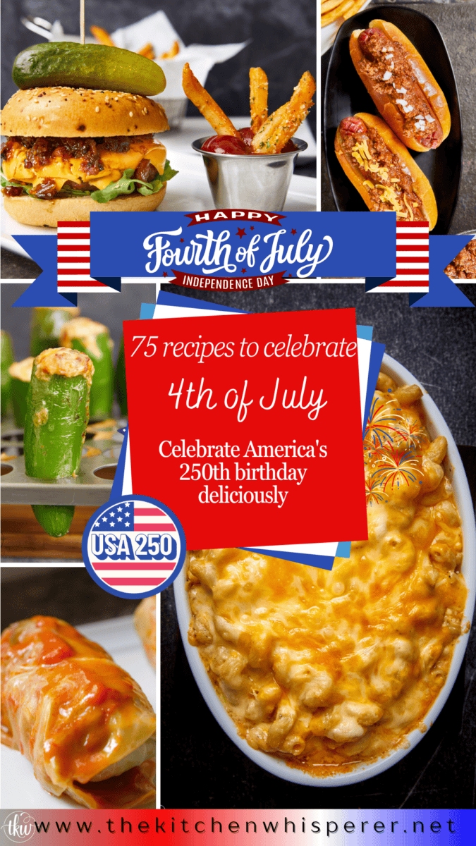 Celebrate America's 250th birthday with 75 of the best Fourth of July recipes! Whether you're planning a backyard BBQ, family cookout, or neighborhood potluck, these easy appetizers, mains, side dishes, and desserts have your Independence Day covered.#4thofjuly #july4threcipes #4thofjulyrecipes