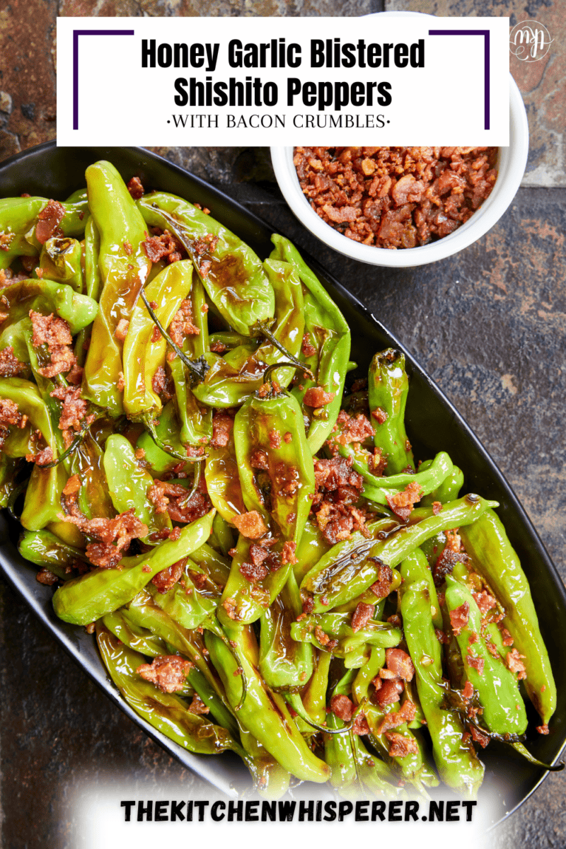 Blistered to perfection and tossed in a sticky, homemade garlic-honey glaze, these shishito peppers hit every single craving. Top them with crispy bacon crumbles for a 15-minute, sweet-and-smoky umami bomb. #ShishitoPeppers #honeygarlicsauce #fingerfoods