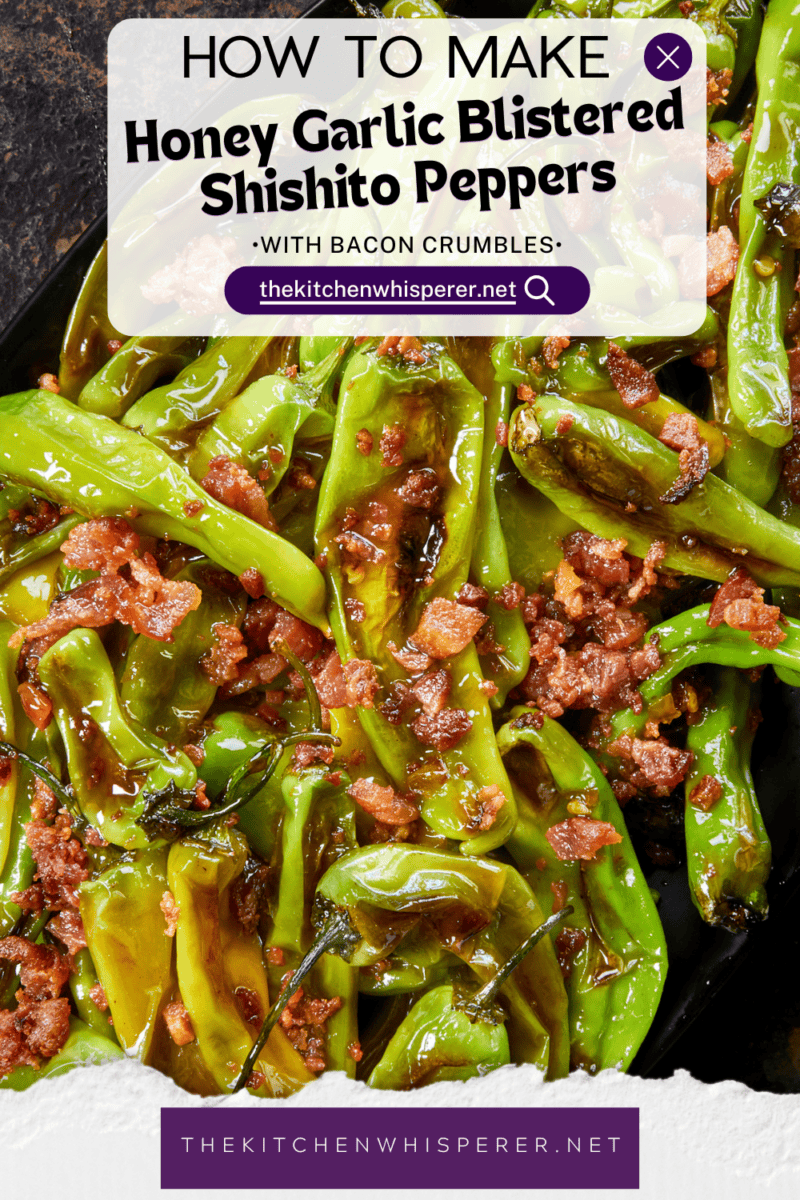 Blistered to perfection and tossed in a sticky, homemade garlic-honey glaze, these shishito peppers hit every single craving. Top them with crispy bacon crumbles for a 15-minute, sweet-and-smoky umami bomb. #ShishitoPeppers #honeygarlicsauce #fingerfoods
