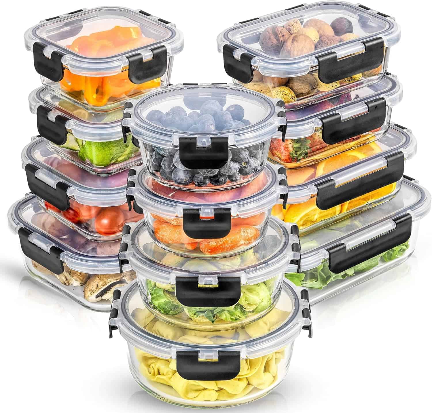 24 Pc Glass Storage with Snap Lids