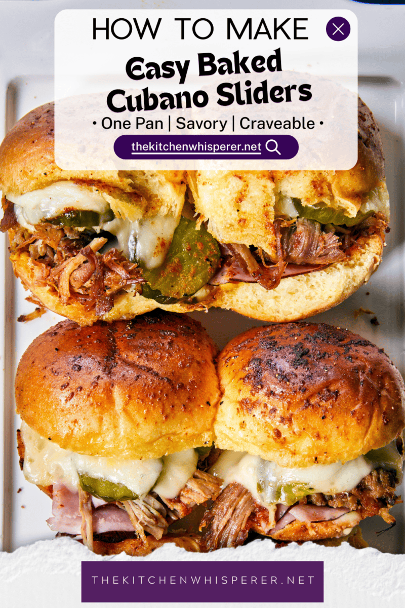 Skip the sandwich press and turn leftover pulled pork into these Easy Baked Cubano Sliders! Layered on sweet brioche rolls with Black Forest ham, dill pickles, Swiss cheese, and brushed with BBQ-spiced butter. Built all in one dish for game day parties, easy weeknight dinners, or casual cookouts.