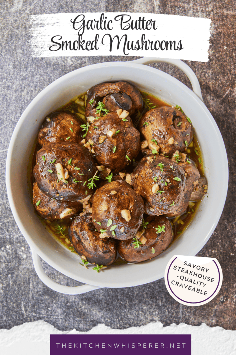Get tender, juicy mushrooms coated in a rich, bubbling garlic butter glaze with a hit of hardwood smoke. Dry-smoking them at 250°F lets every cap soak up maximum hardwood flavor before taking a cozy butter bath. Tap to learn the simple two-step method that creates the ultimate steakhouse side!