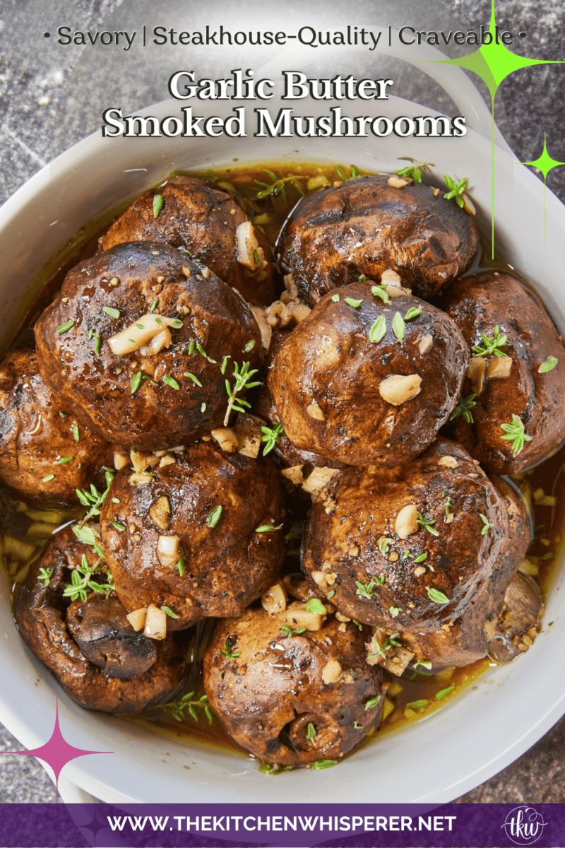 Get tender, juicy mushrooms coated in a rich, bubbling garlic butter glaze with a hit of hardwood smoke. Dry-smoking them at 250°F lets every cap soak up maximum hardwood flavor before taking a cozy butter bath. Tap to learn the simple two-step method that creates the ultimate steakhouse side!