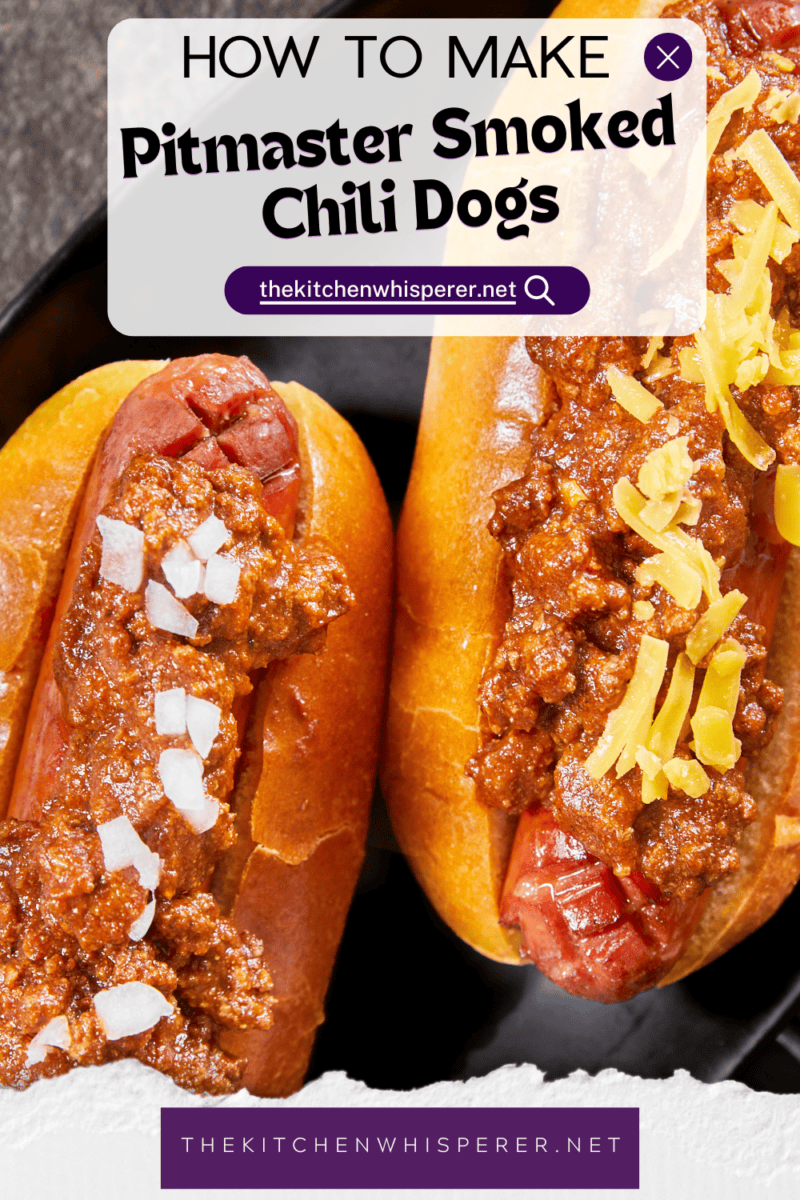 Learn how to make Pitmaster-style Smoked Chili Dogs! Seasoned with brisket rub, cross-hatched for crisp edges, and topped with a thick homemade chili dog sauce (no beans!). Ready in 1 hour. #SmokedChiliDogs #HotDogChili #BBQRecipes #SmokerRecipes