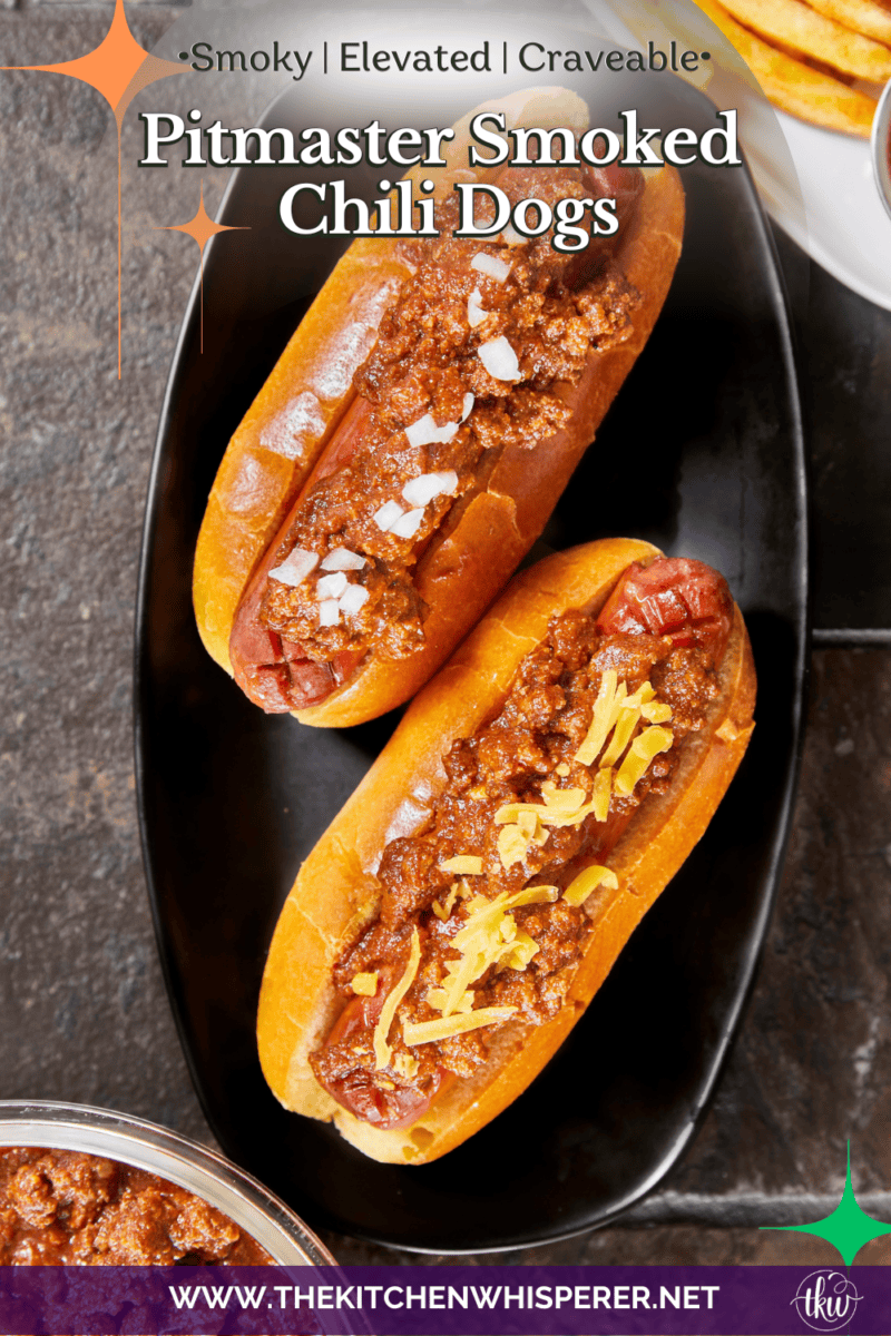 Learn how to make Pitmaster-style Smoked Chili Dogs! Seasoned with brisket rub, cross-hatched for crisp edges, and topped with a thick homemade chili dog sauce (no beans!). Ready in 1 hour. #SmokedChiliDogs #HotDogChili #BBQRecipes #SmokerRecipes