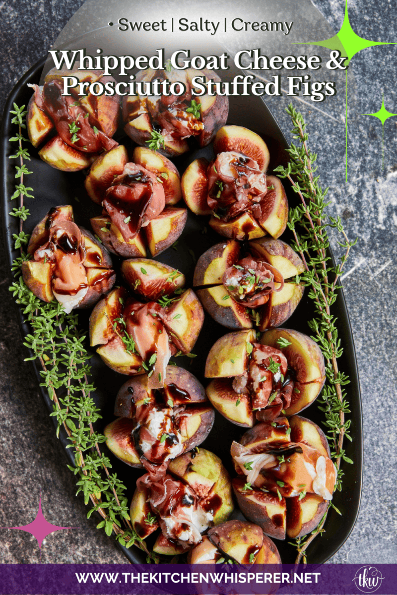Elegant, easy, and ready in 15 minutes! Fresh figs are stuffed with fluffy whipped goat cheese, wrapped in savory prosciutto, and drizzled with balsamic glaze. Try this simple appetizer today!