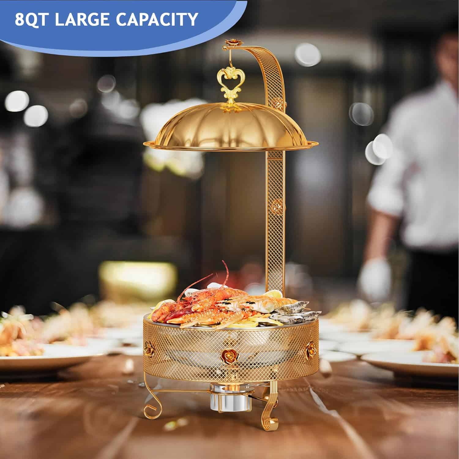 8Qt Round Gold Chafing Dish