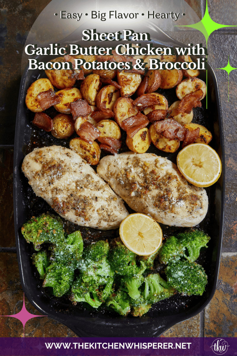 Skip the multi-pan cleanup with this Sheet Pan Garlic Parmesan Chicken! Features juicy garlic-butter chicken, crispy potatoes roasted in savory bacon fat, spicy red-pepper broccoli, and caramelized lemons. Includes oven and air fryer instructions! Built for busy weeknights, this high-protein dinner hits the table in under 45 minutes!